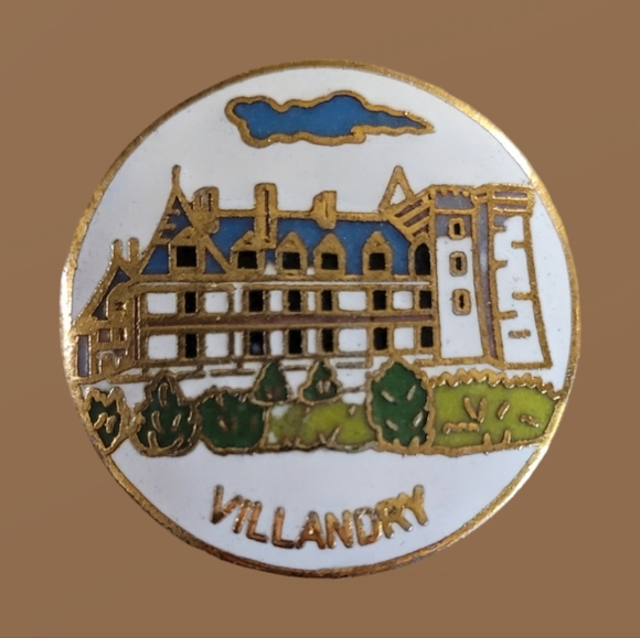 VINTAGE COLBALT BLUE & WHITE ROUND CHÀTEAU DE VILLANDRY FRANCE PILL/TRINKET BOX - Picture 1 of 5